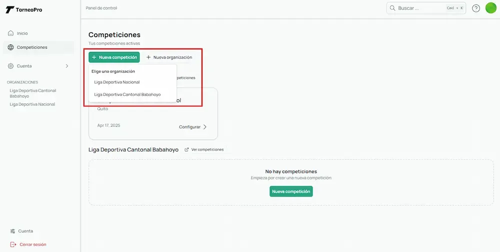Elige una organización
