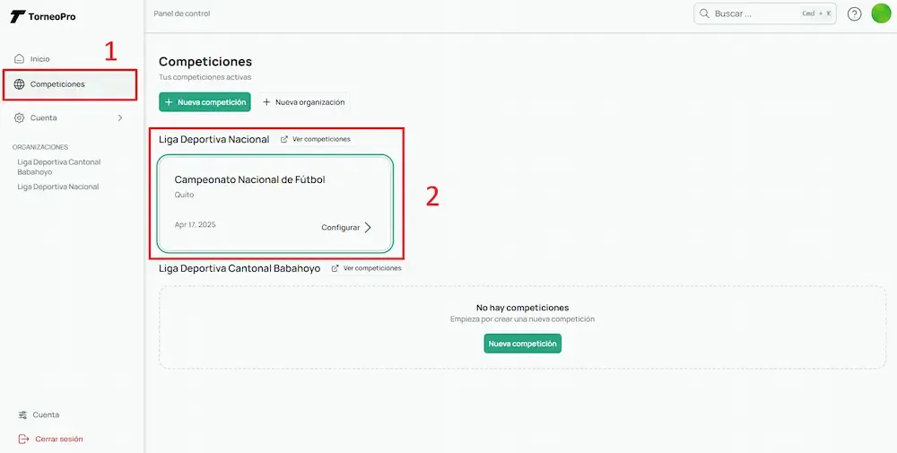 Elige una competición